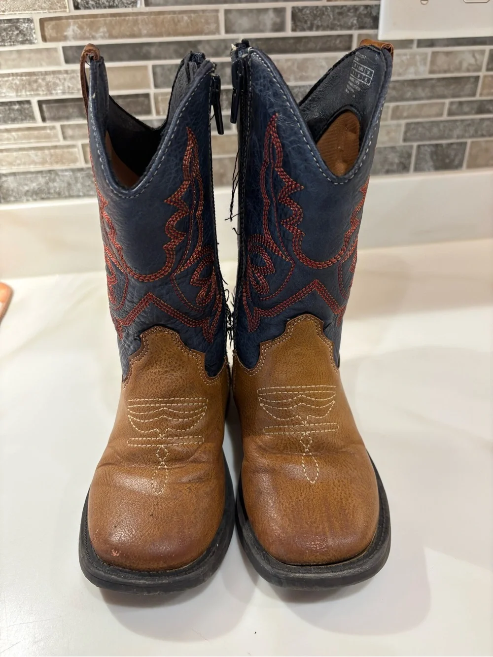 FRYE AND CO. Brown and Navy Kids Western Boots